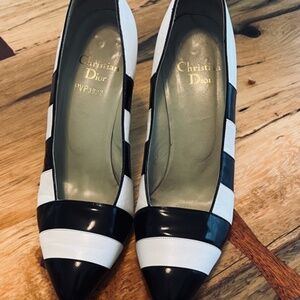 Vintage Christian Dior  PVP3922 Pumps Euro 39  B&W Leather 60's